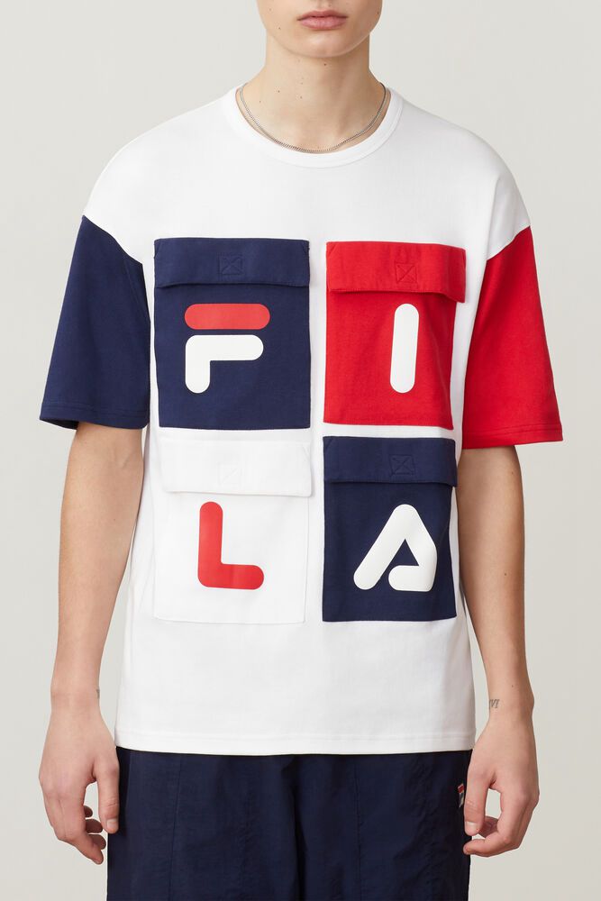 Fila Hakon White T-Shirt Mens - NZ 21865-MCIF